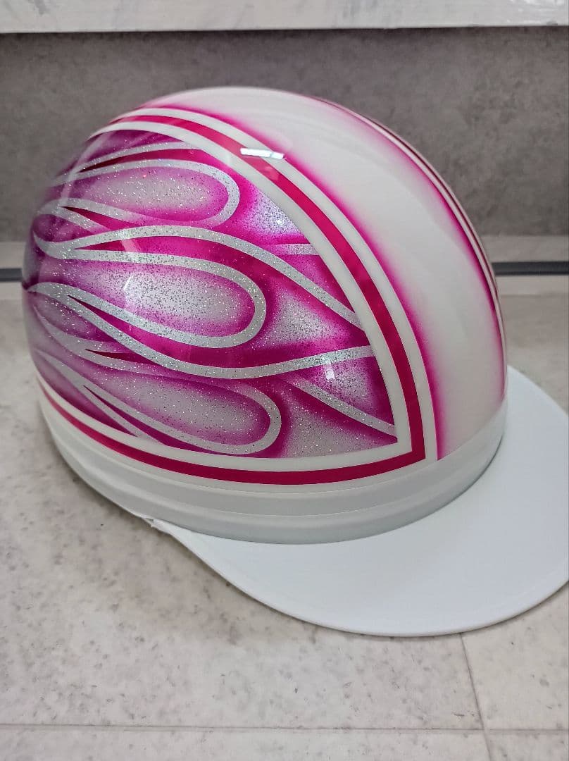 カスタムコルク半　白✘Candyピンクファイヤー　七色ラメ