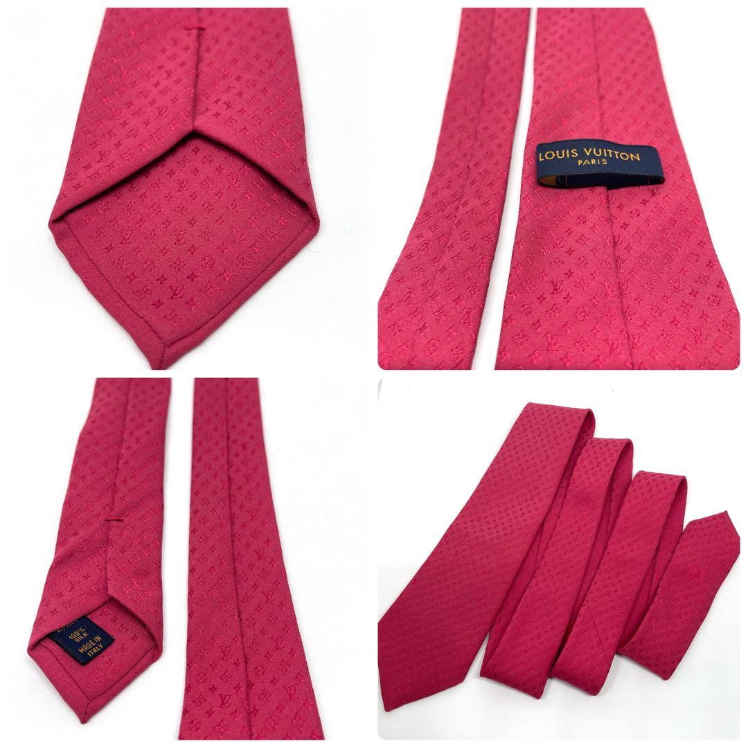 LOUIS VUITTON ルイヴィトン ネクタイ モノグラム　レッド系 美品