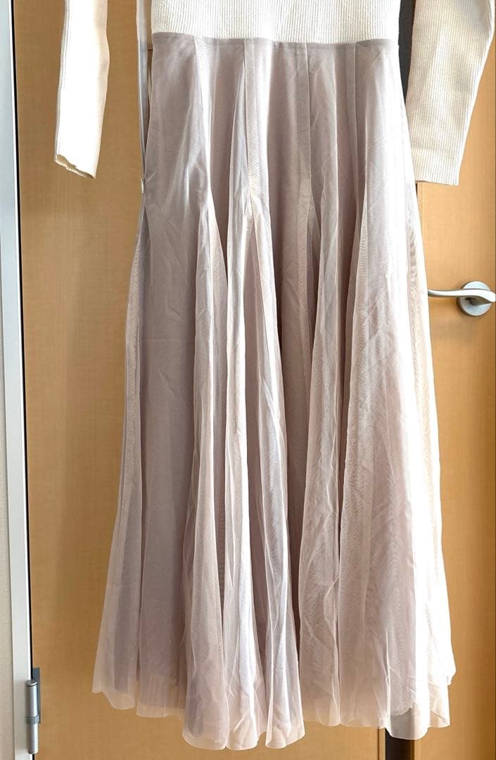 overE チュールドッキングワンピース　オフホワイト