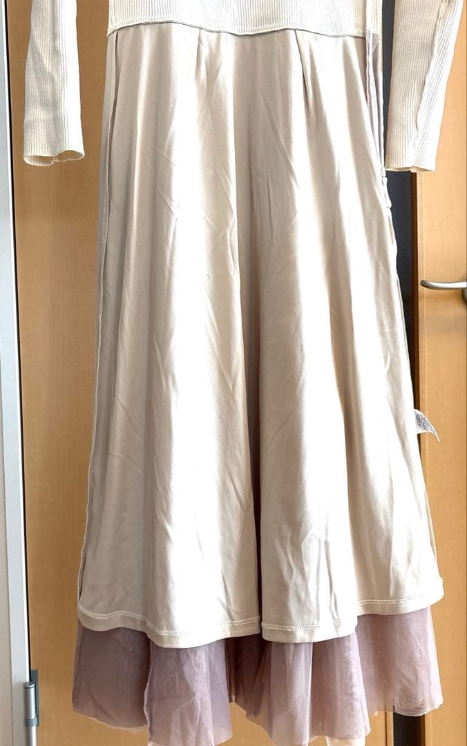 overE チュールドッキングワンピース　オフホワイト