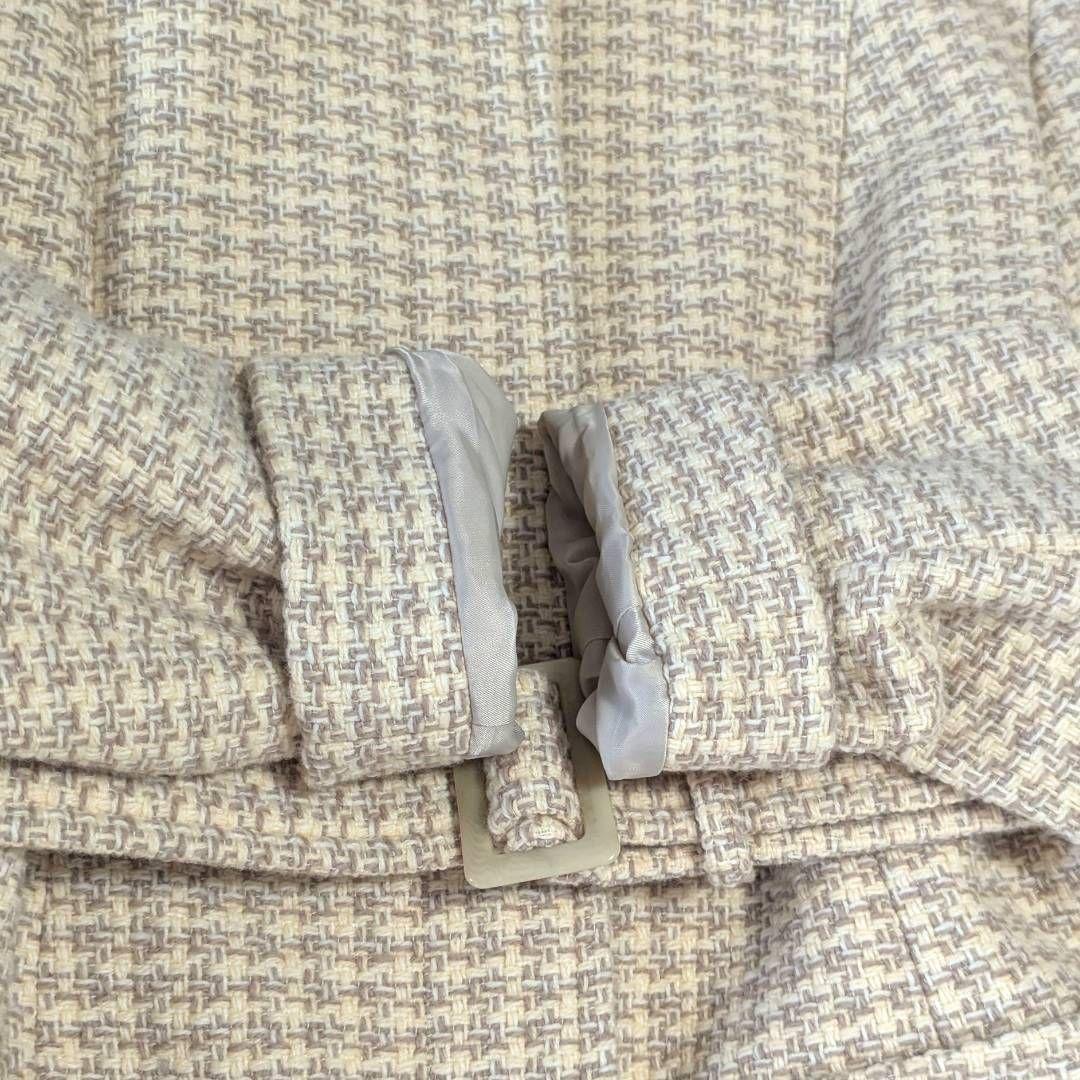 大きいサイズ★美品 ニューヨーカー ツイードベルテッドロングコート ウール