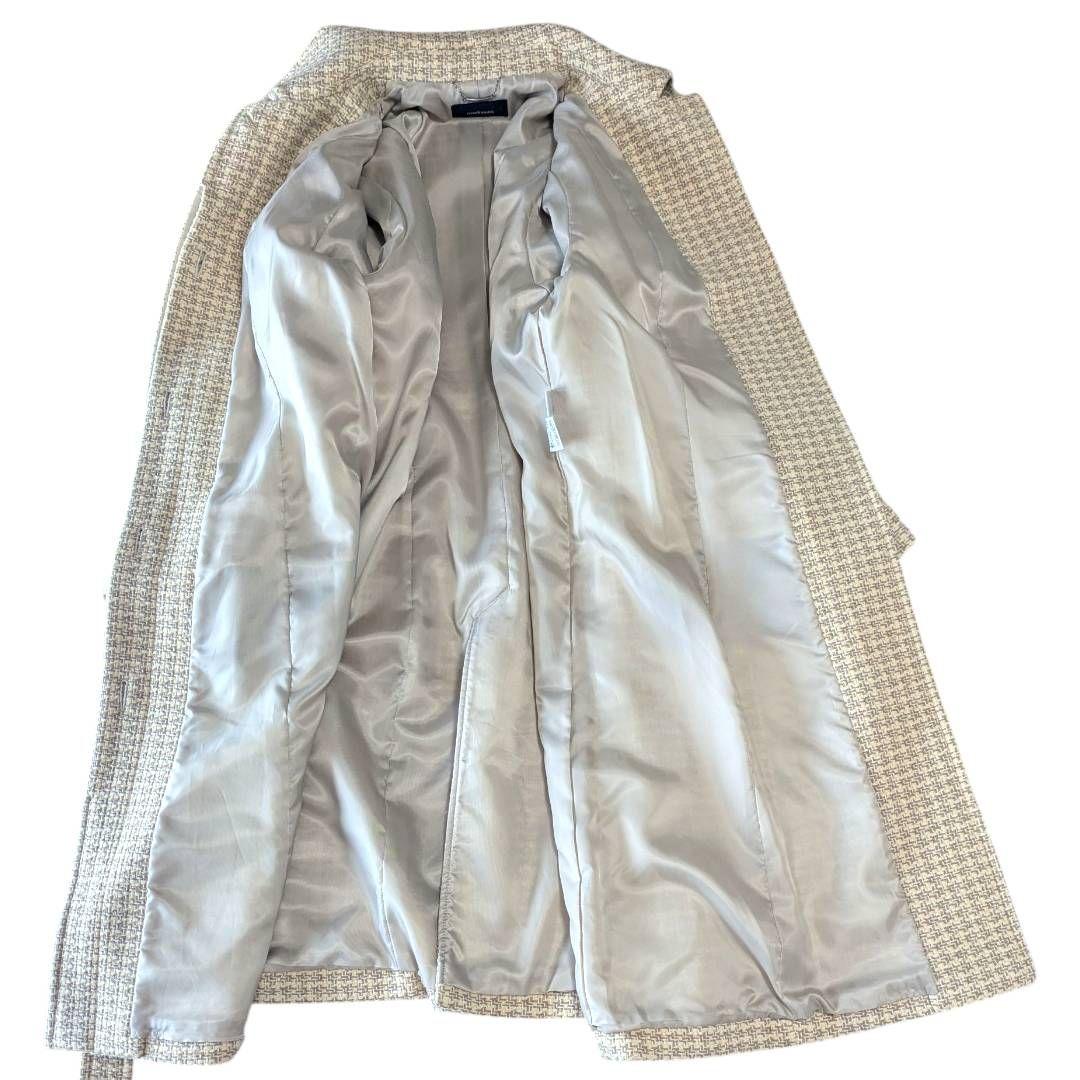 大きいサイズ★美品 ニューヨーカー ツイードベルテッドロングコート ウール