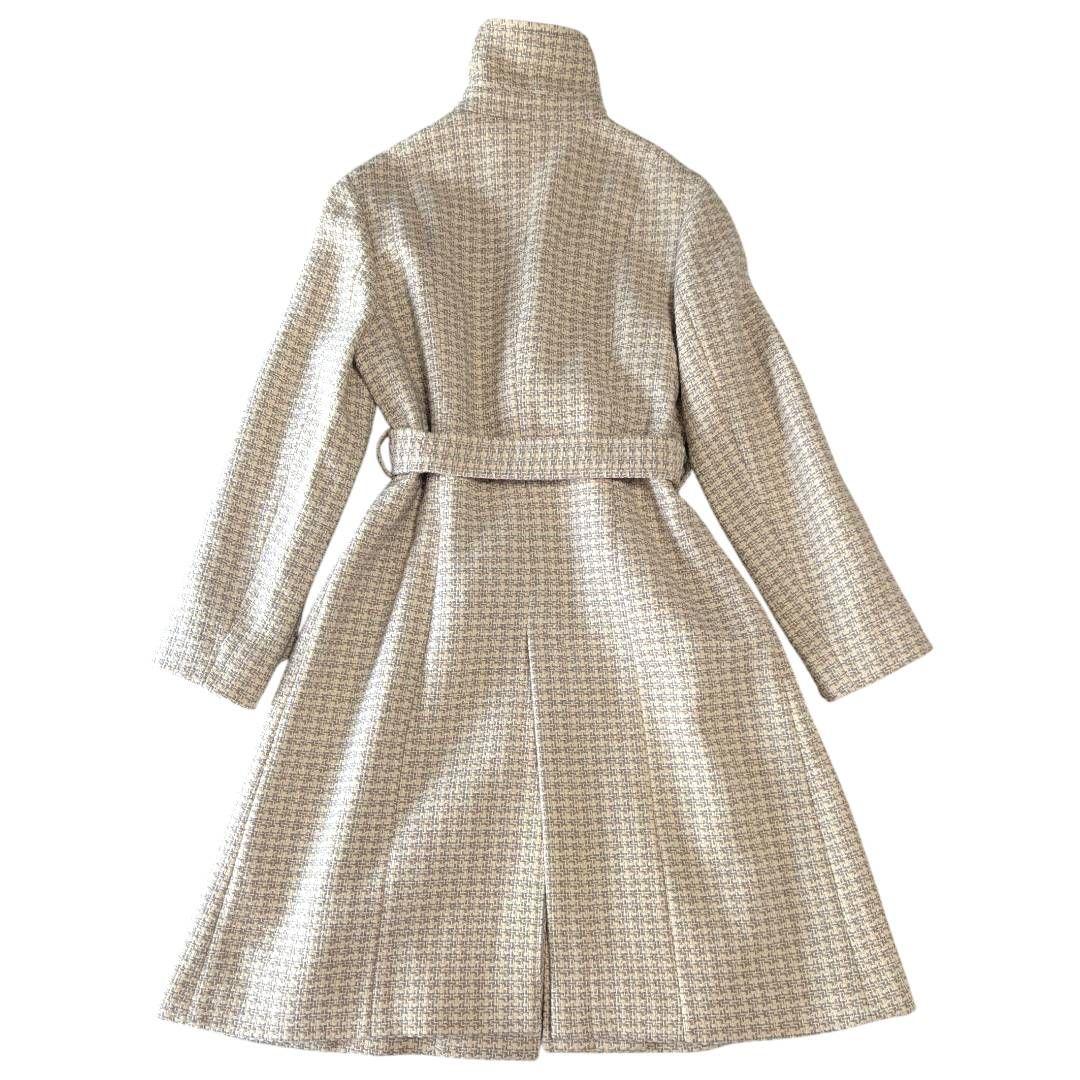 大きいサイズ★美品 ニューヨーカー ツイードベルテッドロングコート ウール