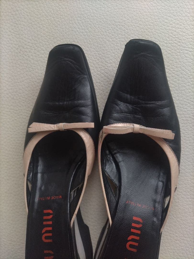 MIU MIU レザーオープントウミュール サイズ37