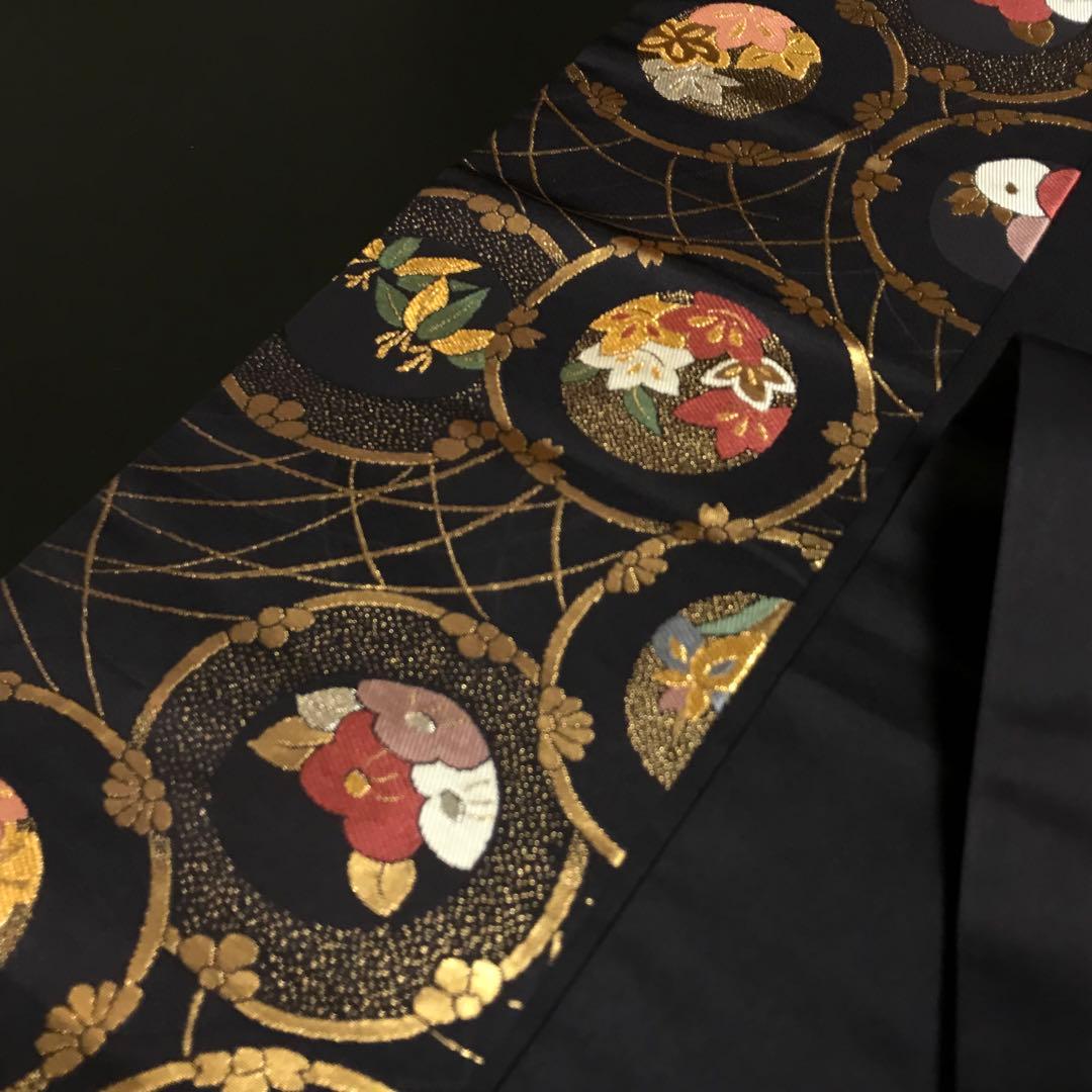 ねねねこ様［6473］名古屋帯 美品 松竹梅丸文 唐織 金糸 九寸 正絹 着物