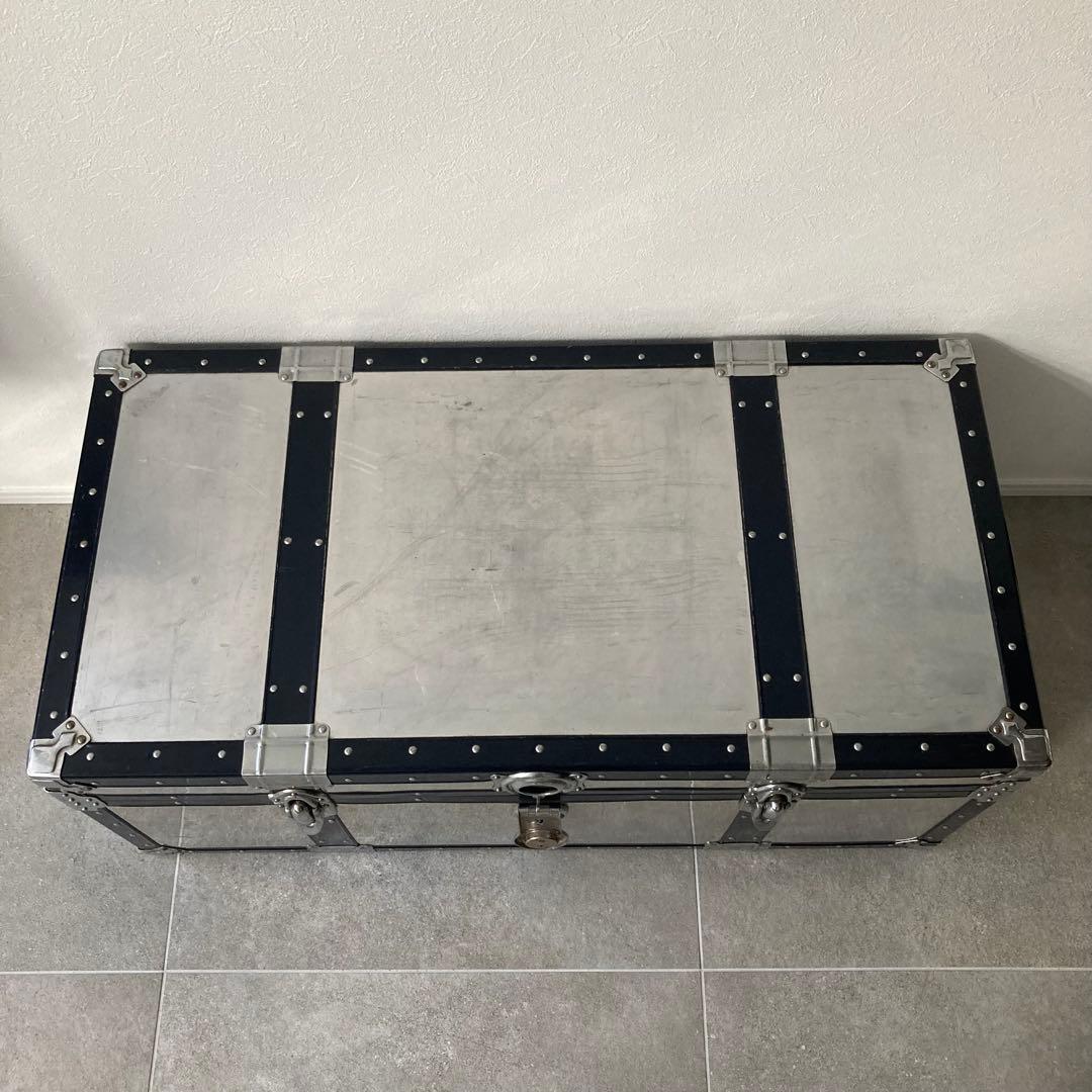 ヴィンテージ 大型トランク 船舶トランク インダストリアル 収納 ローテーブル