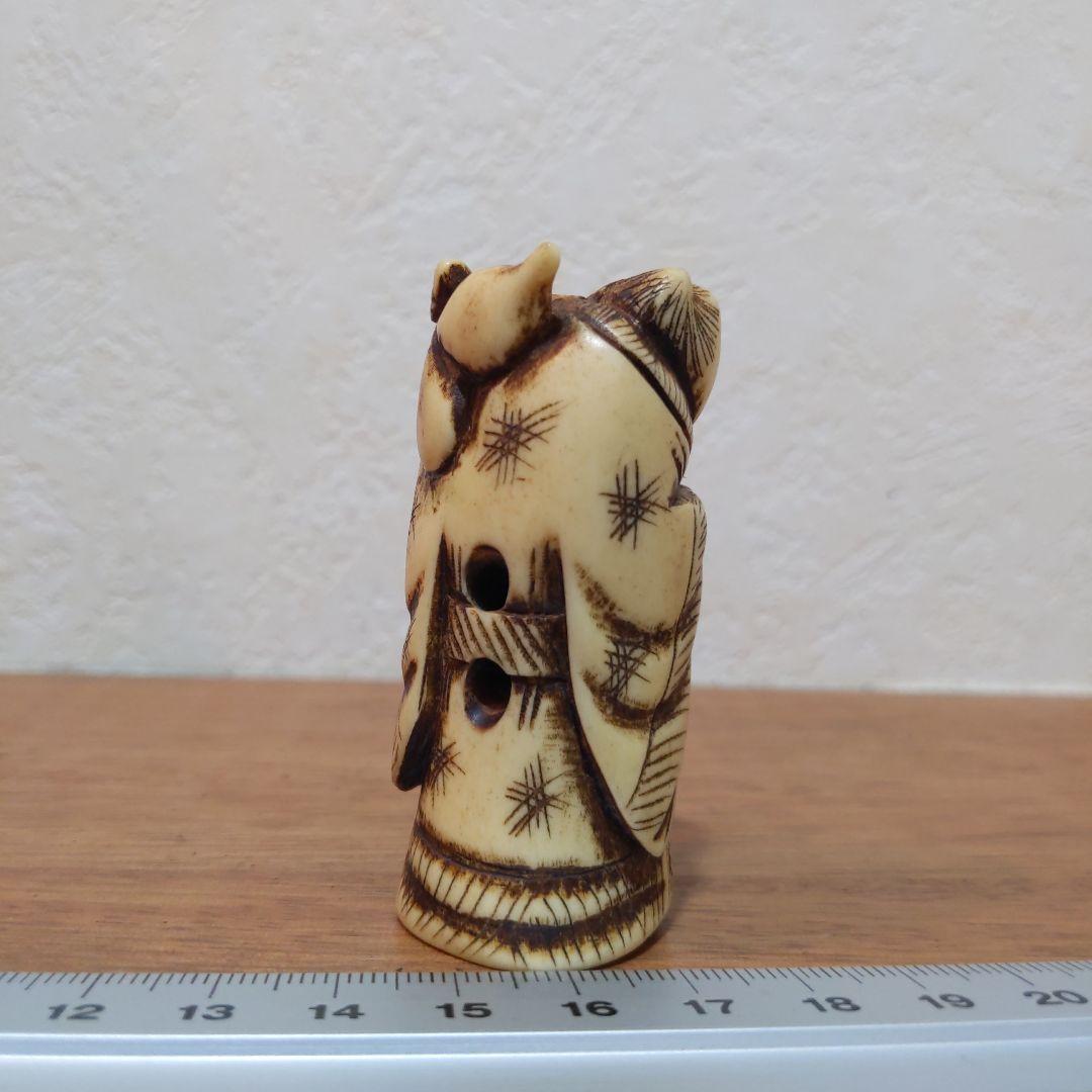 時代提物 根付 天然素材【瓢箪仙人】高さ約6.5cm 横幅約3cm 重さ約45ｇ