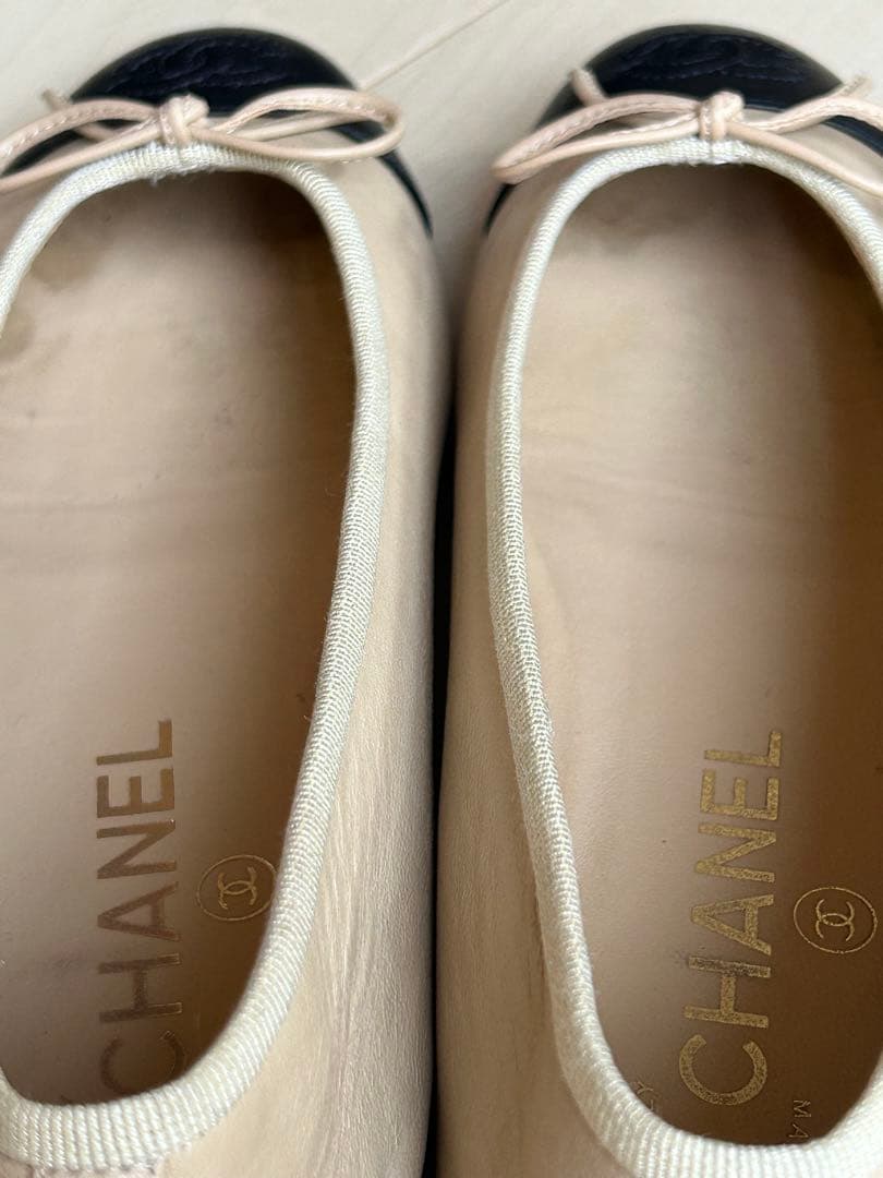 CHANEL バレエシューズ ベージュ/ブラック 35,5
