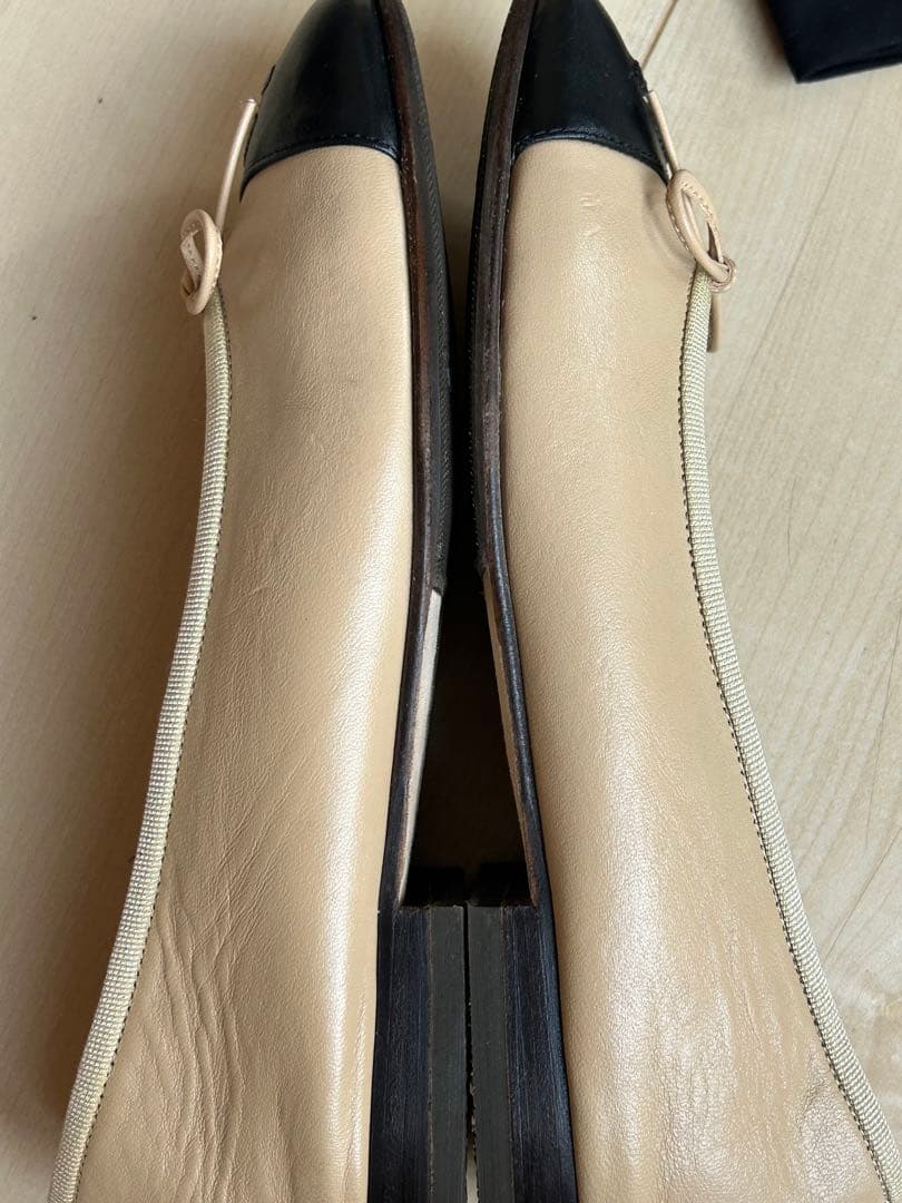 CHANEL バレエシューズ ベージュ/ブラック 35,5