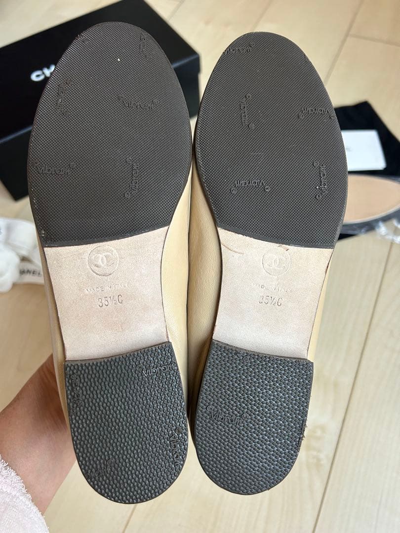 CHANEL バレエシューズ ベージュ/ブラック 35,5