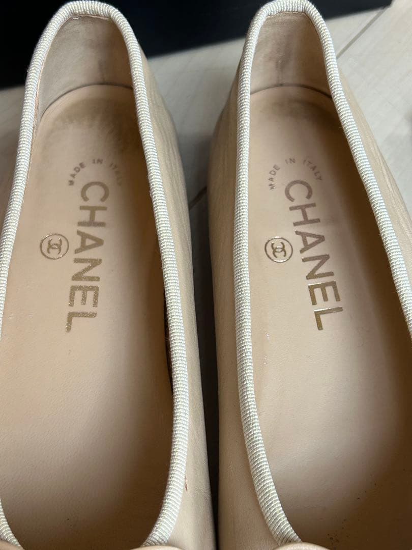 CHANEL バレエシューズ ベージュ/ブラック 35,5