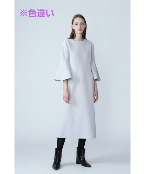 ADOREアドーア フォルムドニットワンピース フレア袖 ブラック ロング 38