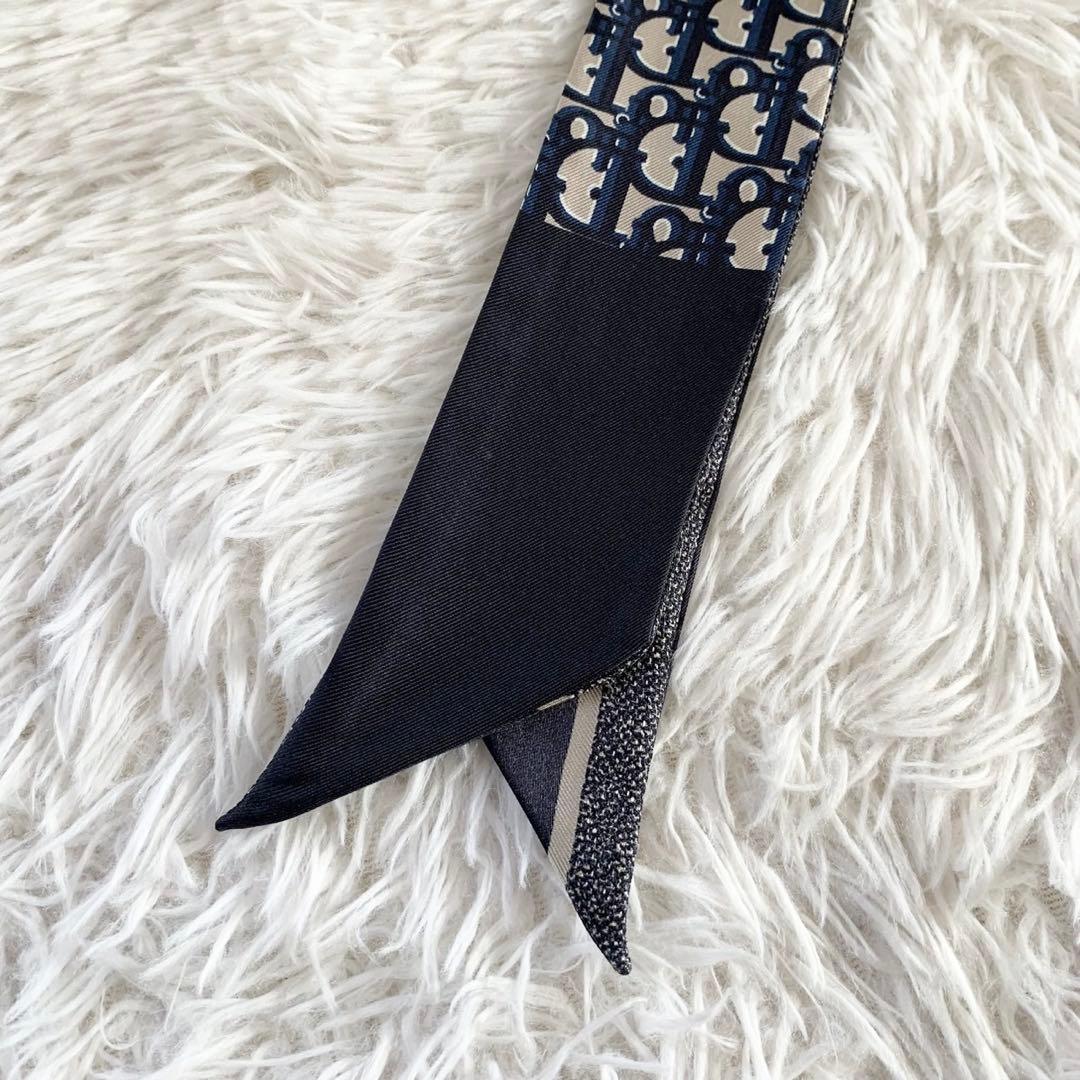 クリスチャンディオール　トロッター　ミッツァ　リボンスカーフ　オブリーク　シルク