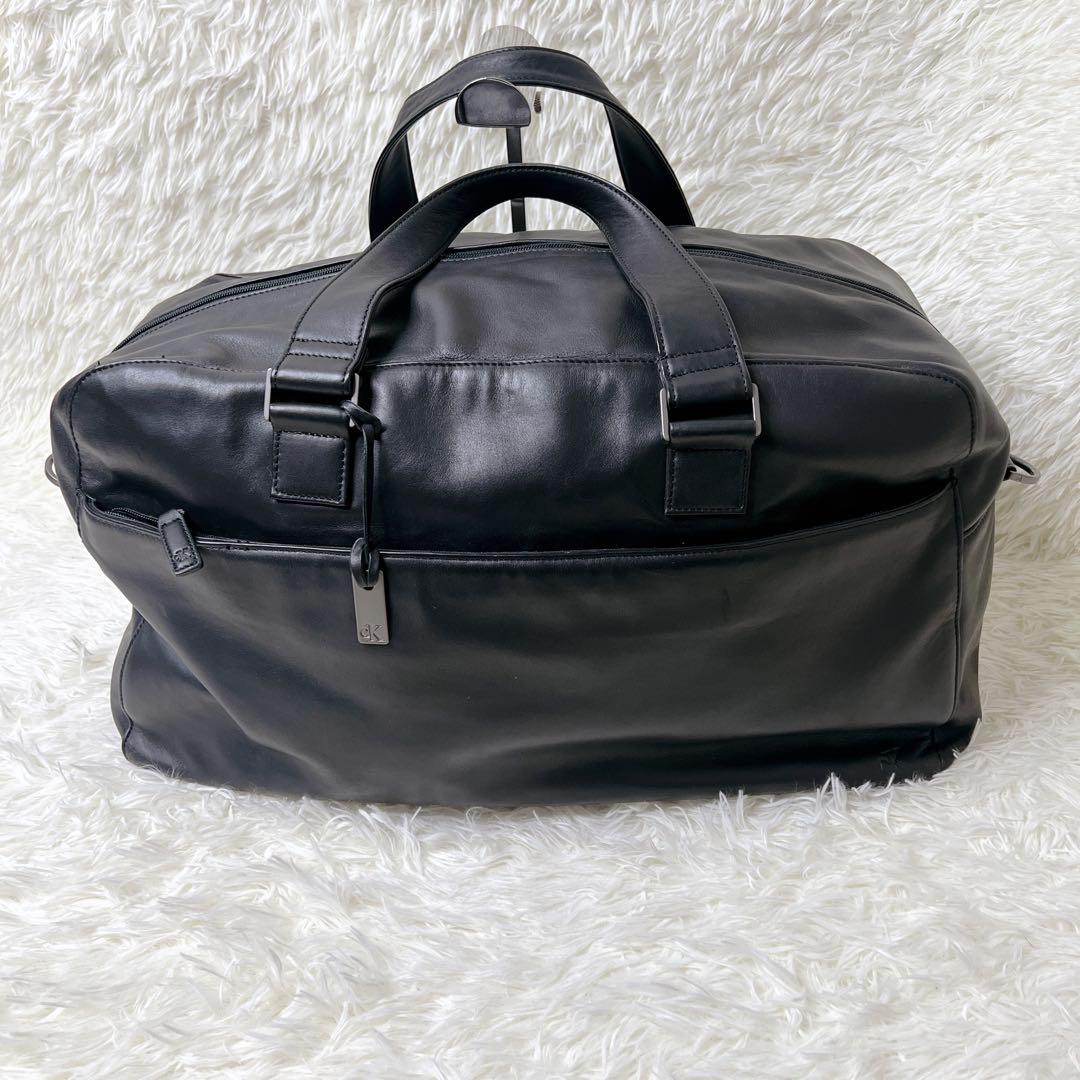   レザー ボストンバッグ 大容量 ブラック　2way