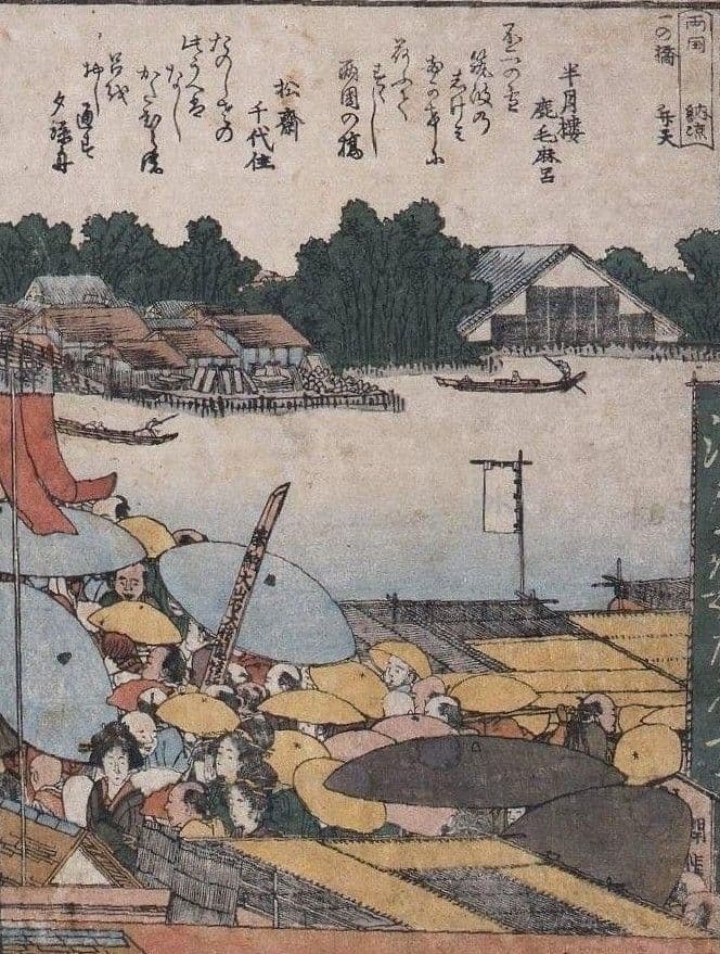 葛飾北斎作　浮世絵版画「絵本　隅田川両岸一覧」中巻　越前和紙複製画