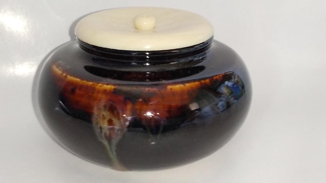 桶谷定一 大海茶入 仕覆 亀甲龍紋緞子 茶道具 共箱 茶入 新品 未使用 保管品