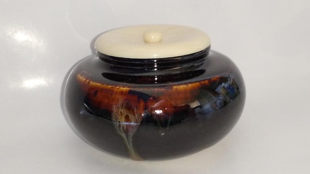 桶谷定一 大海茶入 仕覆 亀甲龍紋緞子 茶道具 共箱 茶入 新品 未使用 保管品