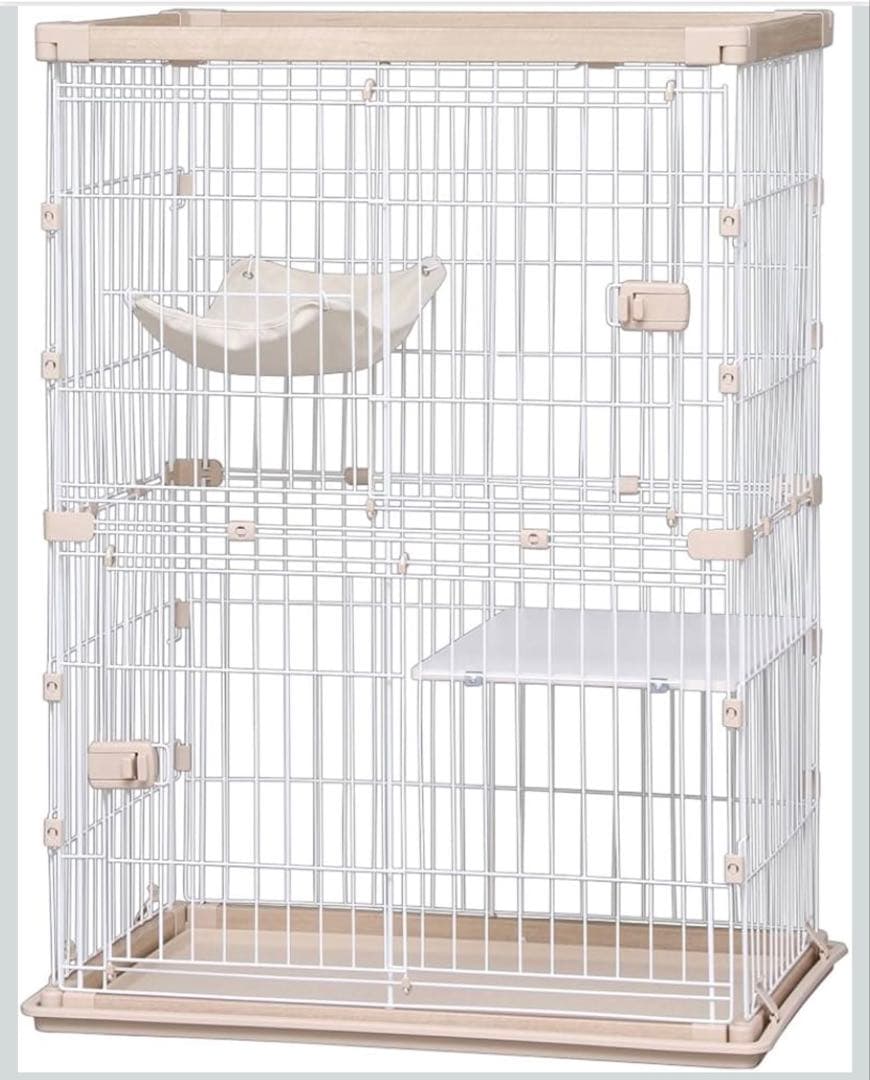 ウッディキャットケージ 2段　ナチュラル　PWCR-962 アイリスオーヤマ