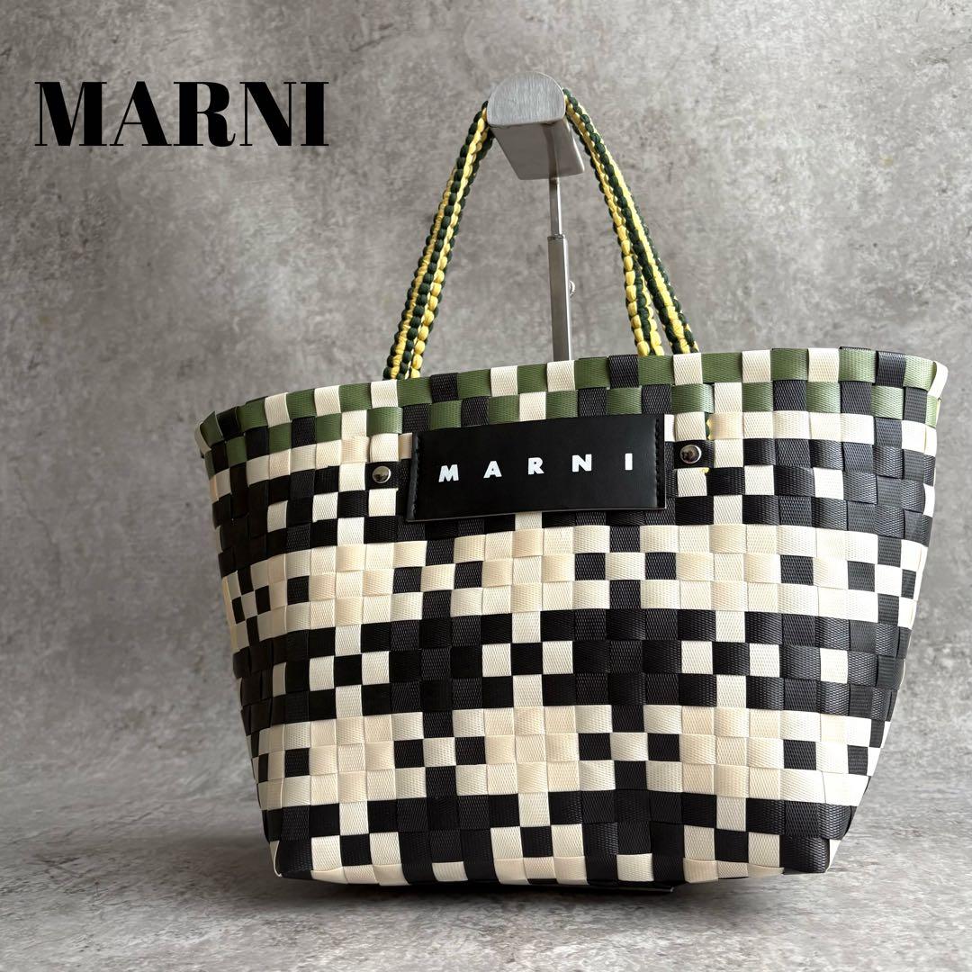 【リンリン様】MARNI ジャージー ハンドル バスケット かごバッグ トート