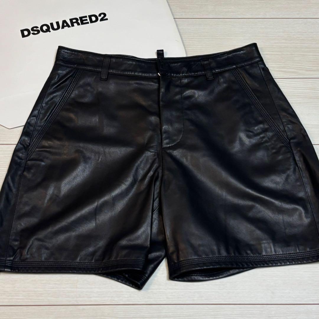 ディースクエアード　ショートパンツ　レザー100%　ラムレザー　羊革　ショーパン