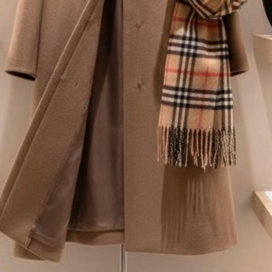 最終✨シップス24AW シャルム ビーバー ノーカラー ロング コート　ブラウン