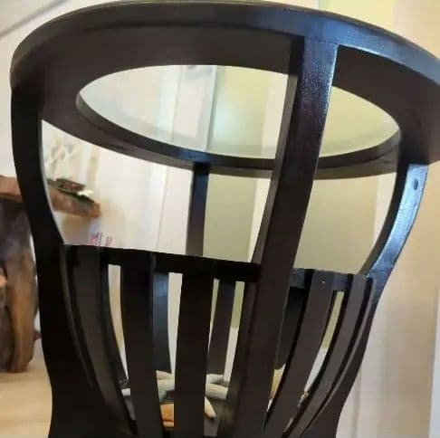 アジアン・バリ家具　木製ガラストップ円形テーブル