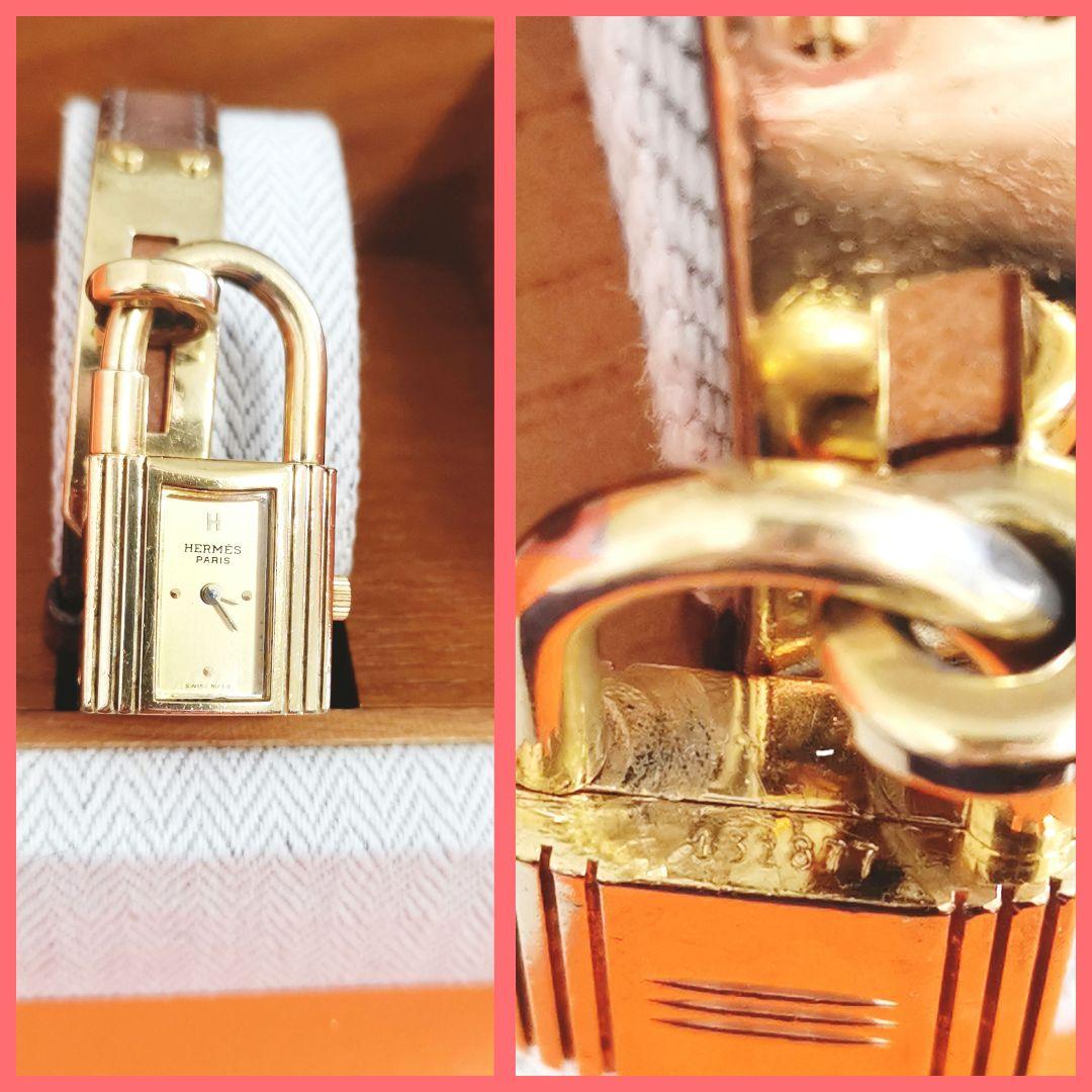 【正規品】エルメスHERMESケリーウォッチレディース腕時計 茶ゴールド鑑定済