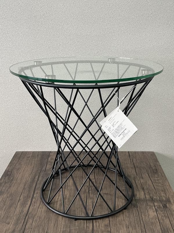 【展示品】フランフラン　マーリアサイドテーブル　クリア×ブラック