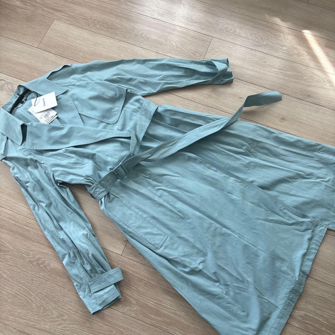 新品　セオリー　トレンチコート　スカイ　ブルー　水色　S theory シルク混