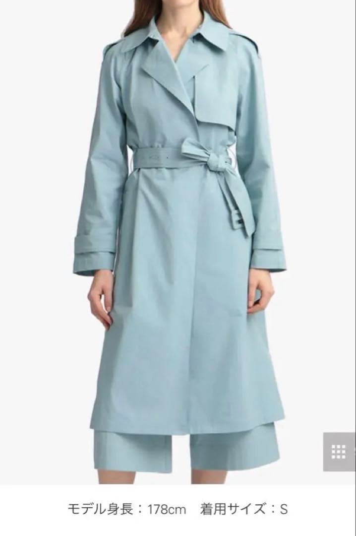 新品　セオリー　トレンチコート　スカイ　ブルー　水色　S theory シルク混
