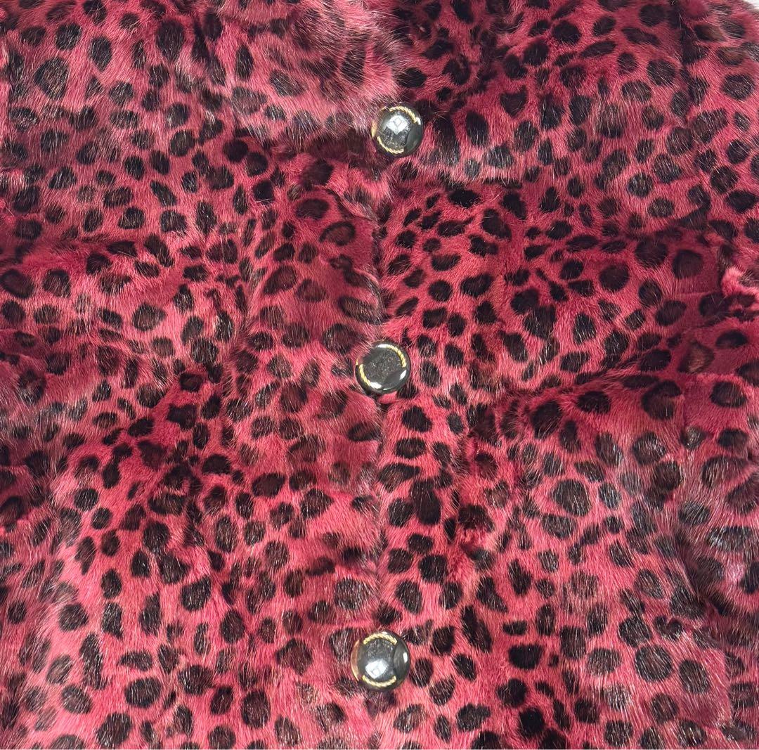 【希少】 レオパード柄 染め 本毛皮 リアルファー ファーコート リバーシブル