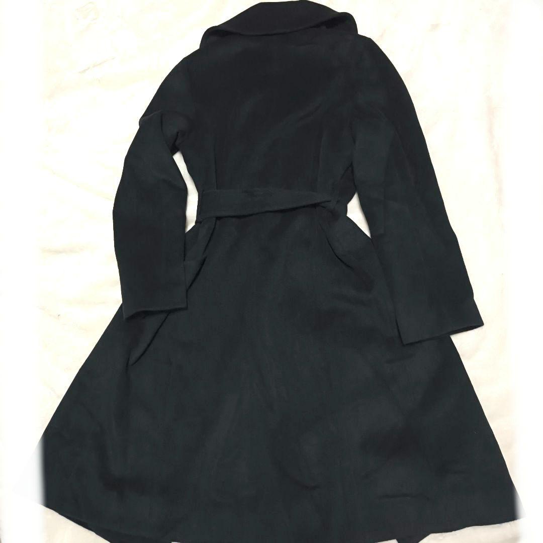 ROPE ロペ アンゴラ　ガウンロングコート 黒ブラック女優襟 ベルト付き　38