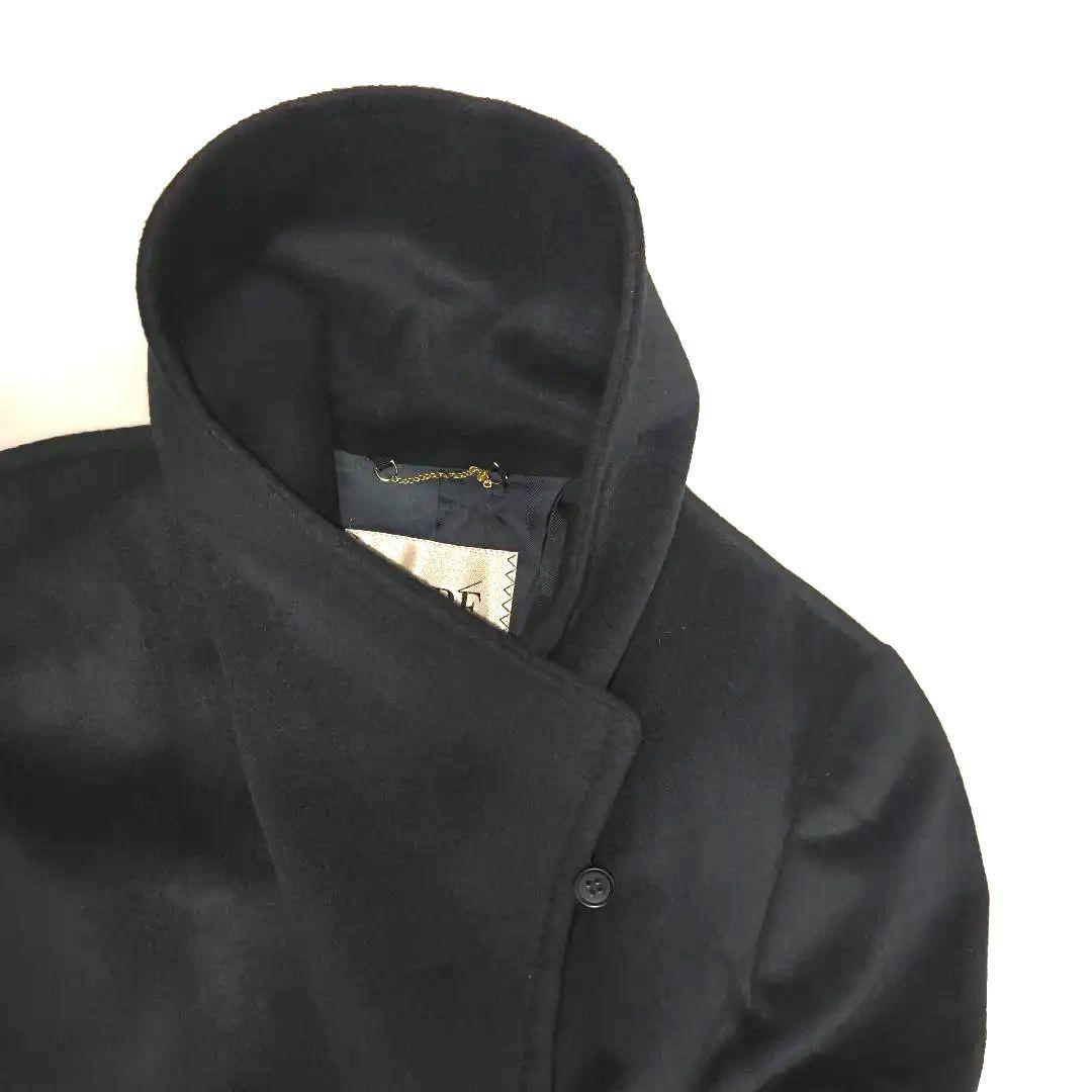 ROPE ロペ アンゴラ　ガウンロングコート 黒ブラック女優襟 ベルト付き　38