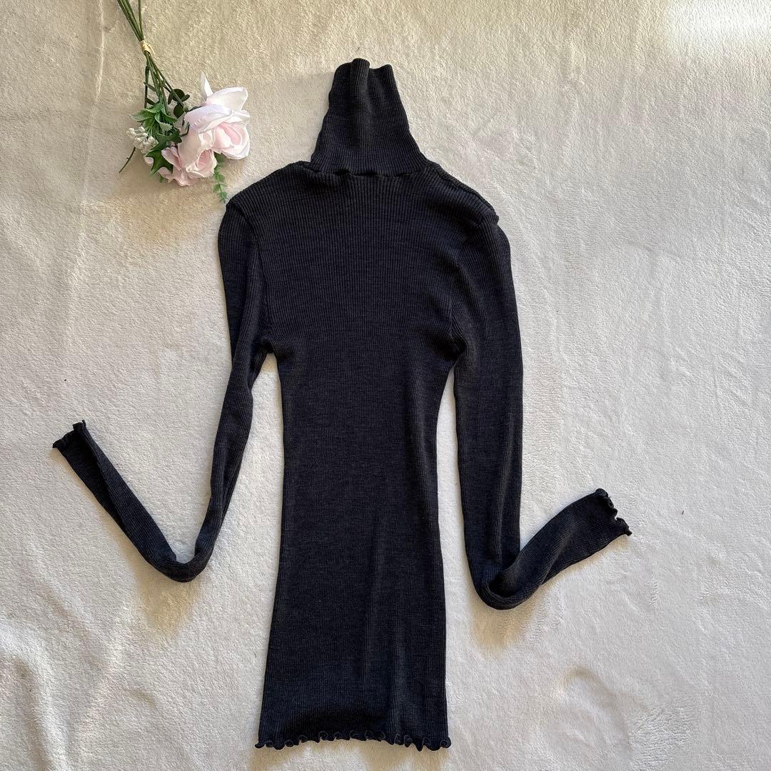 極美品✨オスカリート　ハイネックリブカットソー　ウールシルク　サイズ2