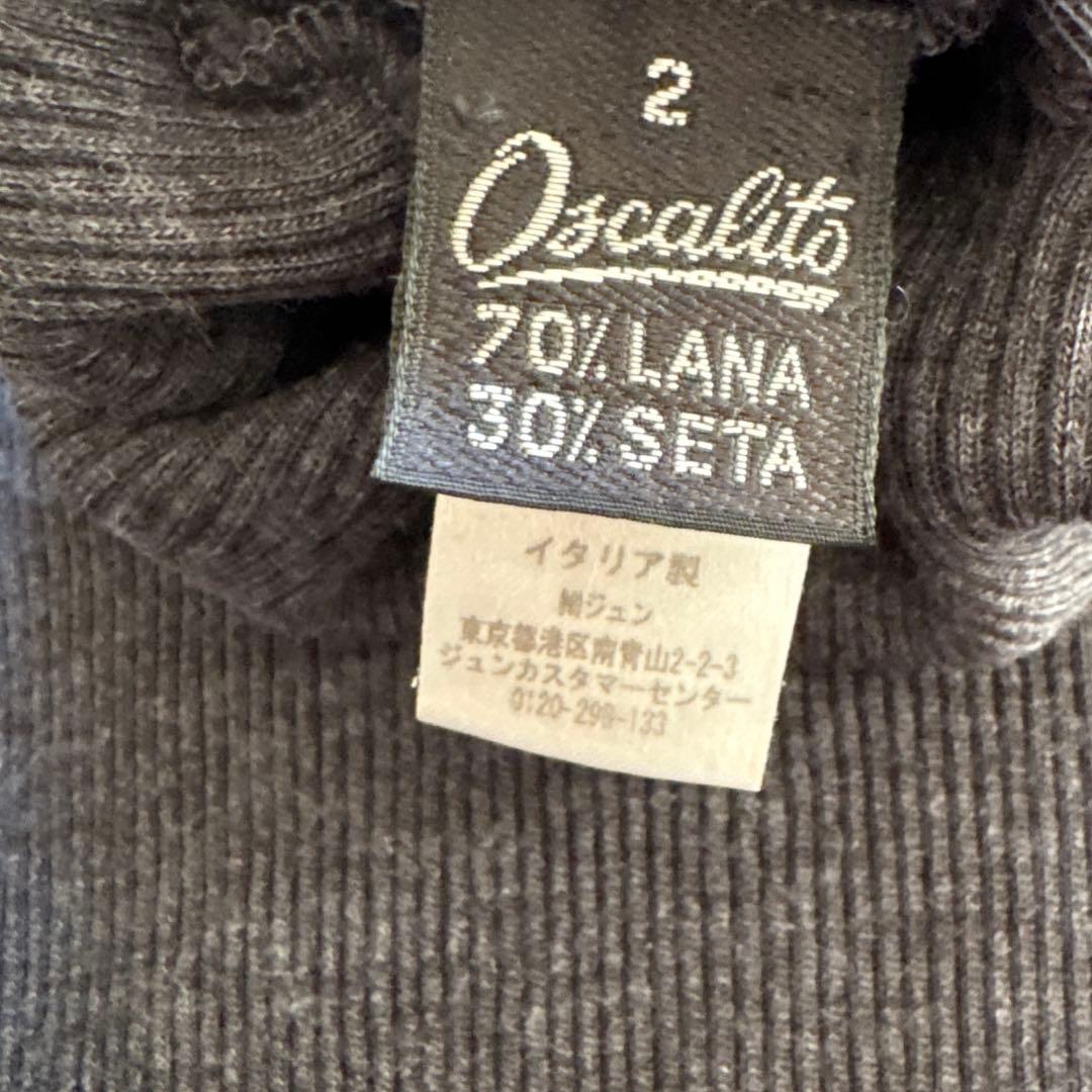 極美品✨オスカリート　ハイネックリブカットソー　ウールシルク　サイズ2