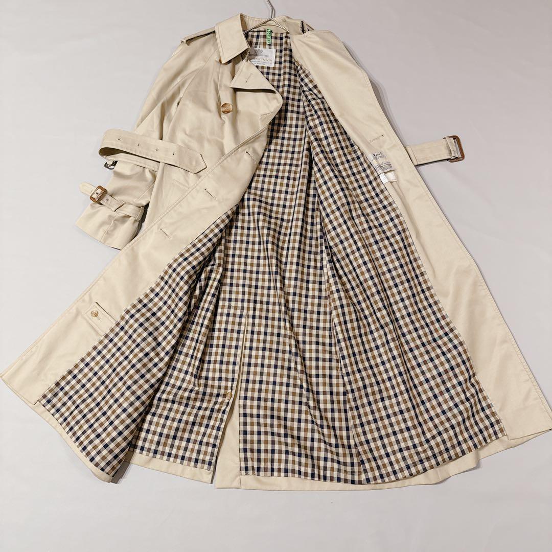 美品 アクアスキュータム トレンチコート ヴィンテージ クラブチェック マキシ丈