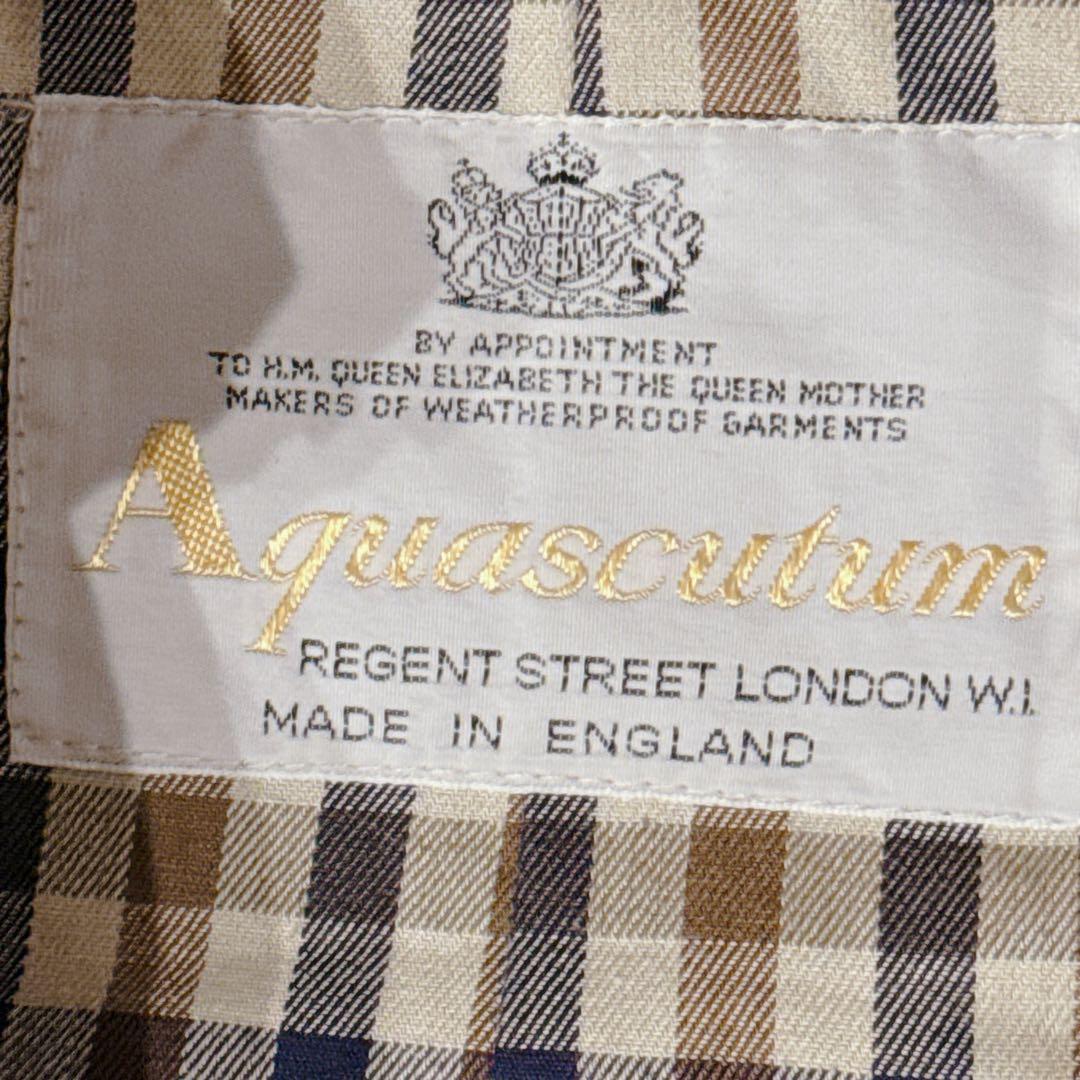 美品 アクアスキュータム トレンチコート ヴィンテージ クラブチェック マキシ丈
