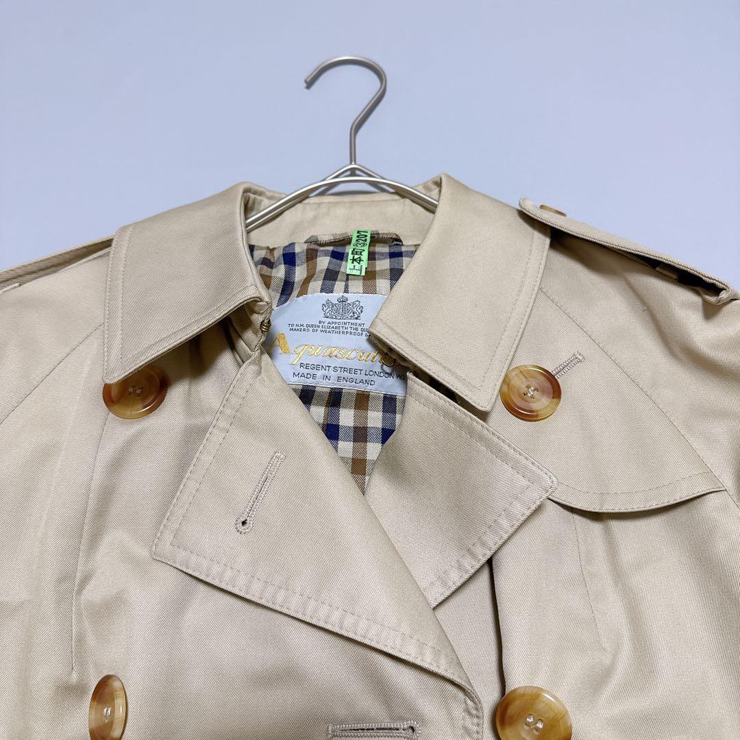 美品 アクアスキュータム トレンチコート ヴィンテージ クラブチェック マキシ丈