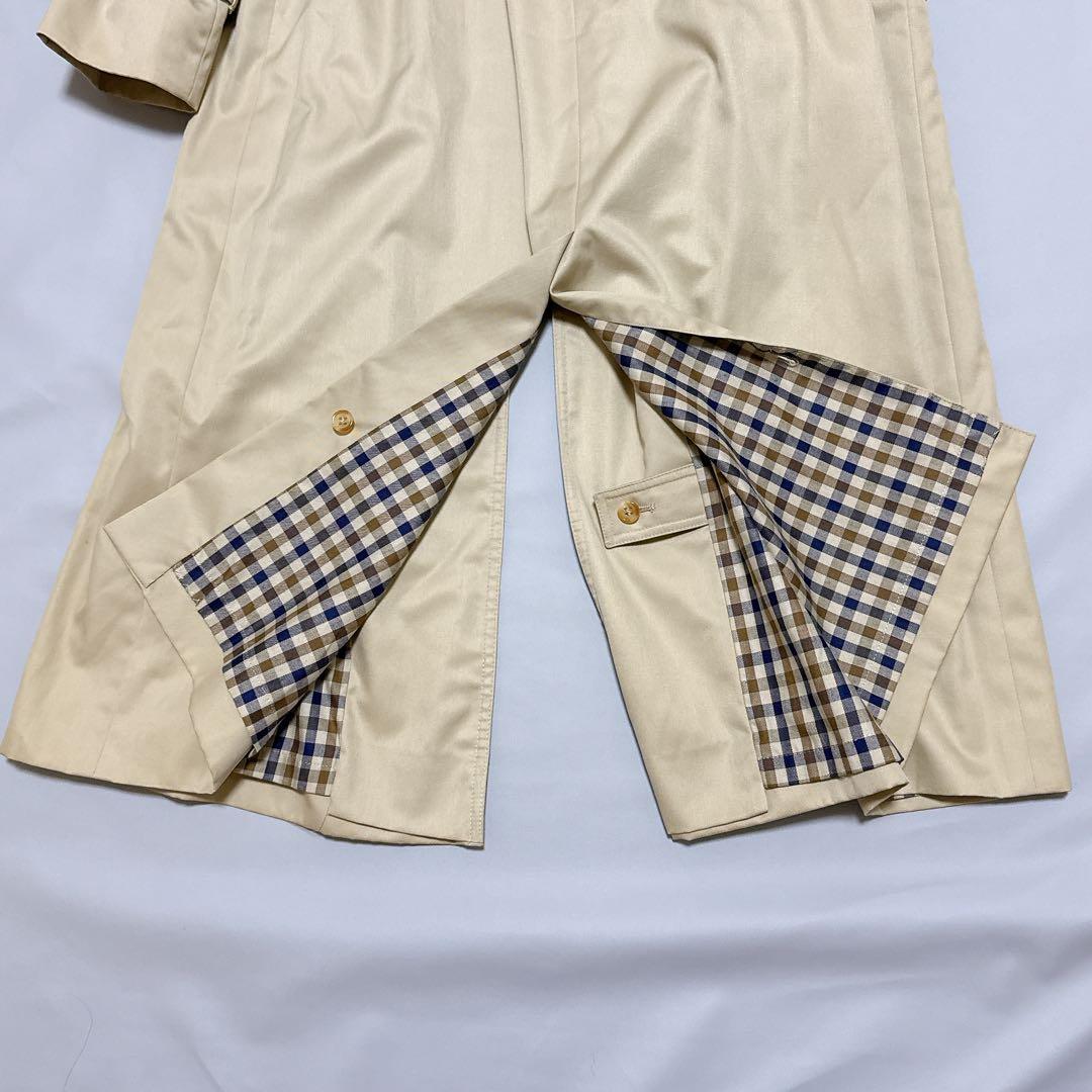 美品 アクアスキュータム トレンチコート ヴィンテージ クラブチェック マキシ丈