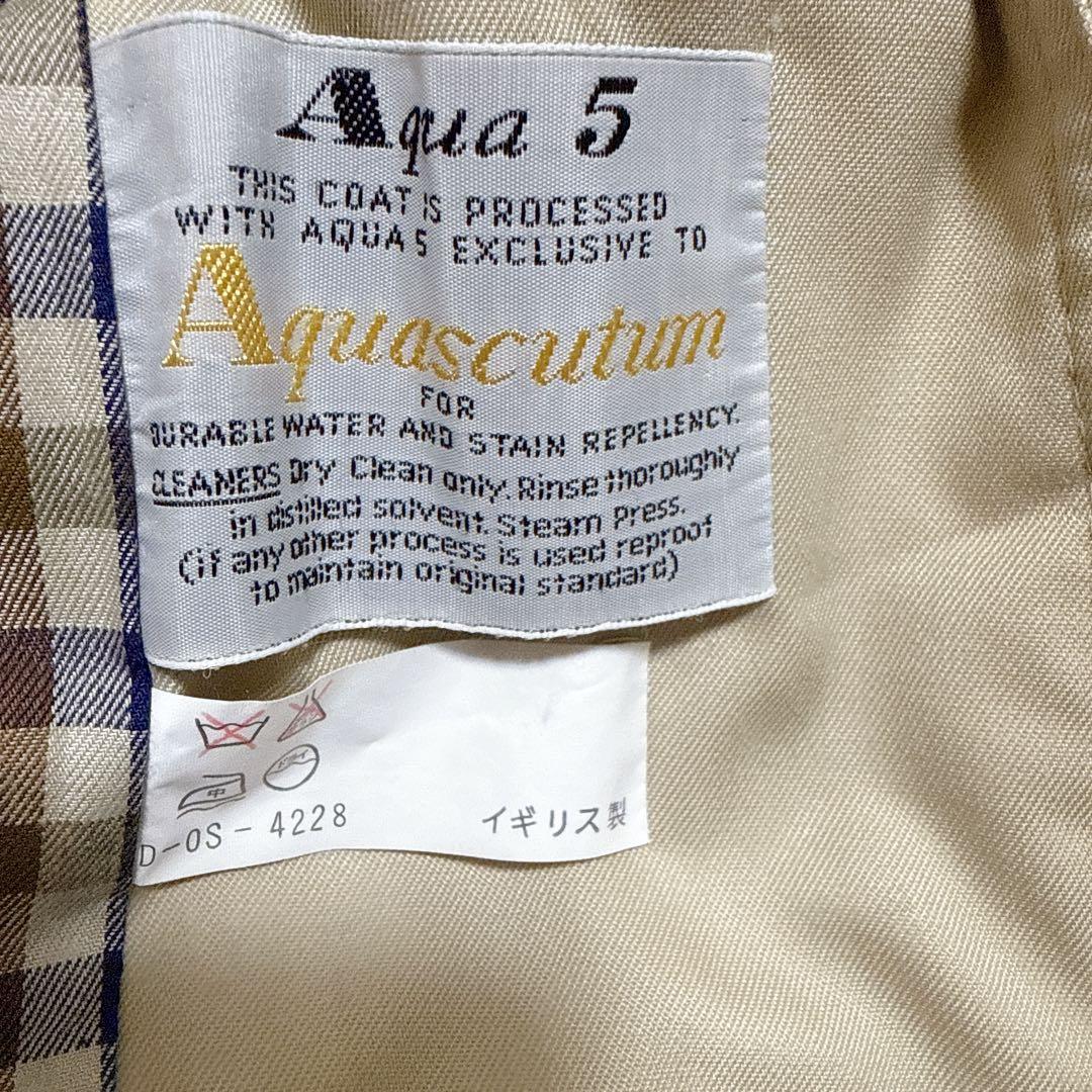 美品 アクアスキュータム トレンチコート ヴィンテージ クラブチェック マキシ丈
