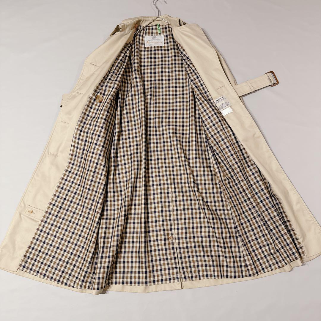 美品 アクアスキュータム トレンチコート ヴィンテージ クラブチェック マキシ丈