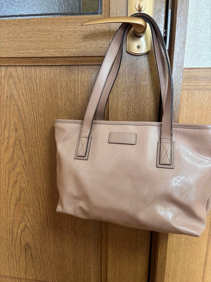 GUCCIベージュ 合成皮革 トートバッグ 約30cm