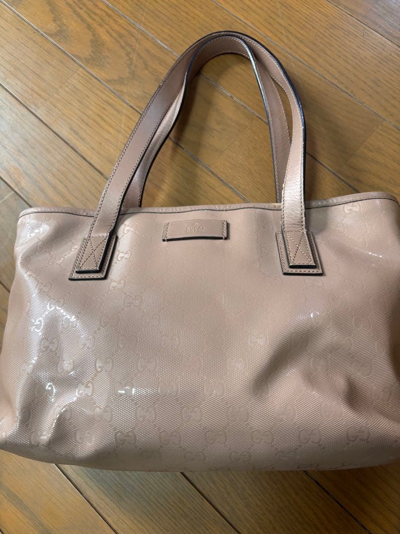 GUCCIベージュ 合成皮革 トートバッグ 約30cm