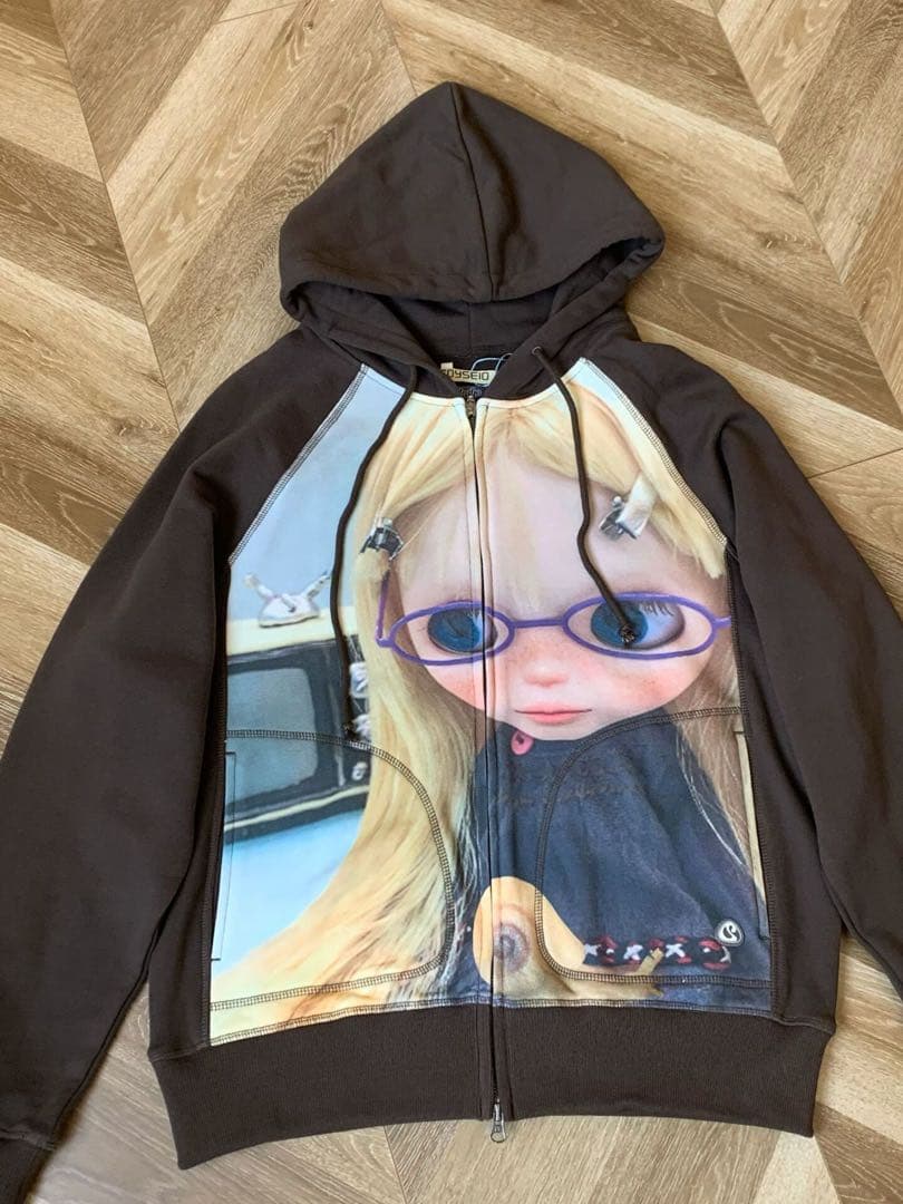 coyseio x Blythe キャラクター プリント フード付きパーカー