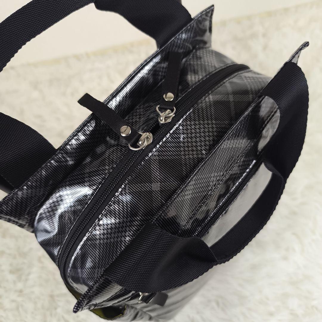 ✨極美品✨ スワニー キャリーバッグ 2way タータンチェック 光沢 黒銀