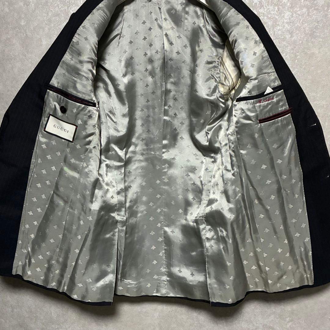 【美品】GUCCI グッチ　シルク　現行タグ　ネイビー　スーツ　セットアップ