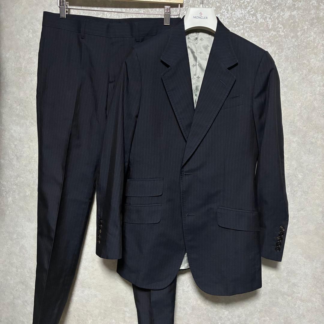 【美品】GUCCI グッチ　シルク　現行タグ　ネイビー　スーツ　セットアップ