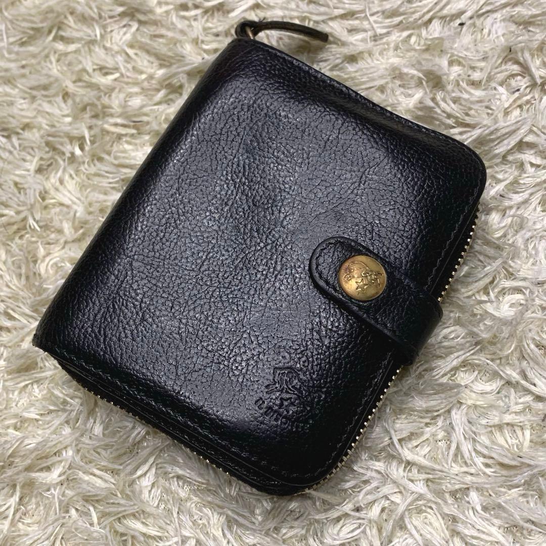 イルビゾンテ 二つ折り財布 手帳型 レザー ブラック ユニセックス