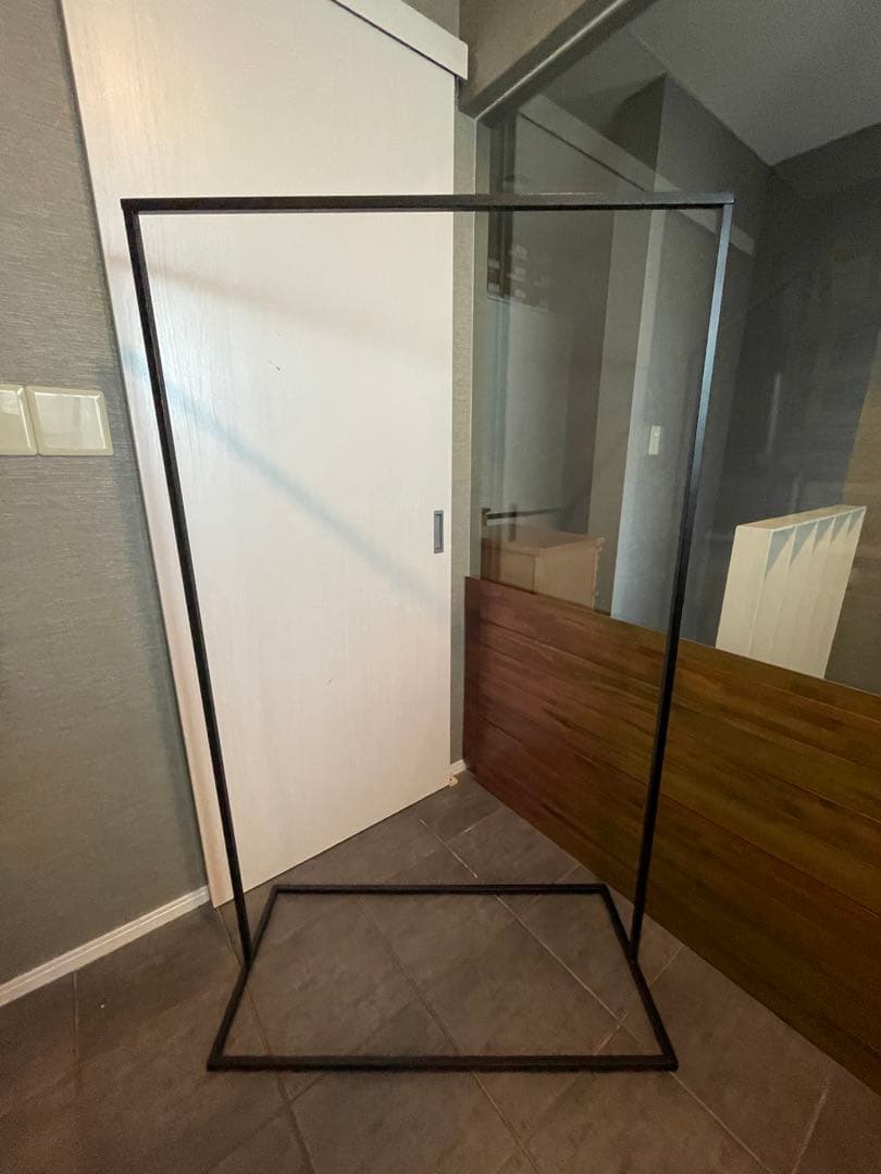 美品■KANADEMONOカナデモノ シンプルアイアン ハンガーラックW90cm