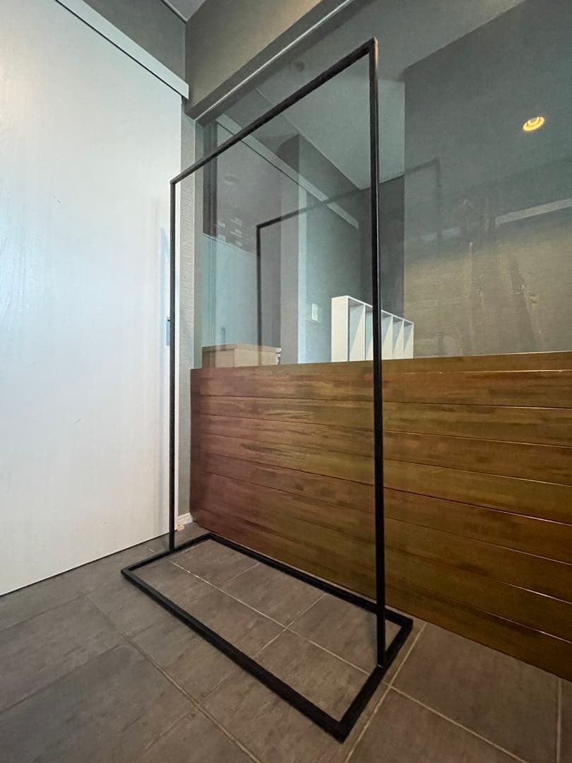 美品■KANADEMONOカナデモノ シンプルアイアン ハンガーラックW90cm